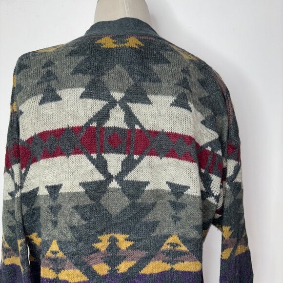 Urban Renewal Knit Cardigan Sweater Aztec Southwester Size L/XL Wool Blend Italy - Picture 5 of 16